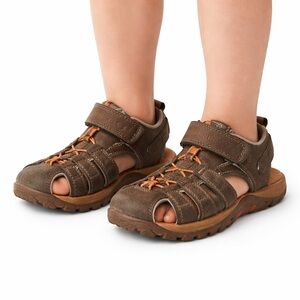 Size 3 Merrell Boys Closed Toe Sandals Brown Leather Outdoor Hiking Sport Shoes